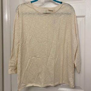 NWT Chico’s Size 3 Metallic Stripe 3/4 Sleeve Tee
